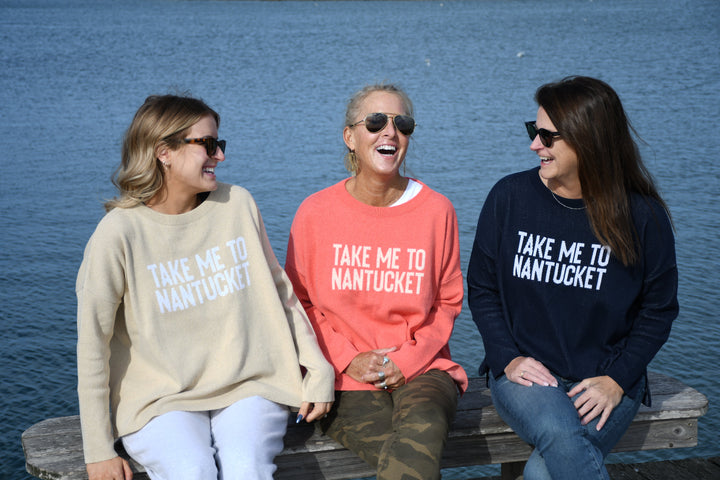 Take Me to Nantucket Sweaters, Camel, Coral, Navy